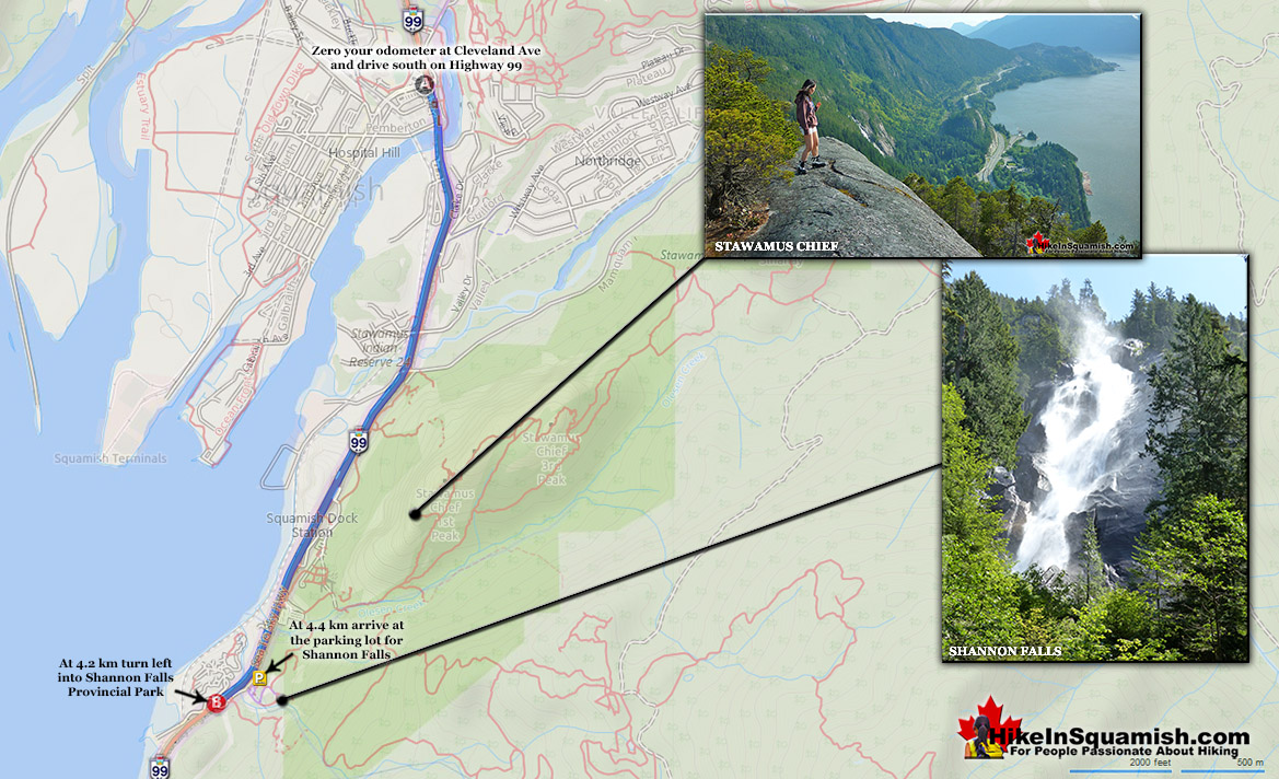 Driving Map to Shannon Falls